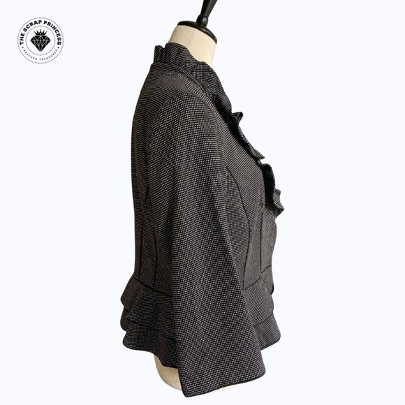 White House Black Market Polka Dot Peplum Blazer Ruffle Collar Size 12 - Picture 12 of 12